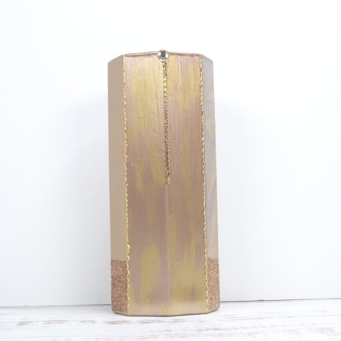 Hand-Painted Golden & Coper Vase