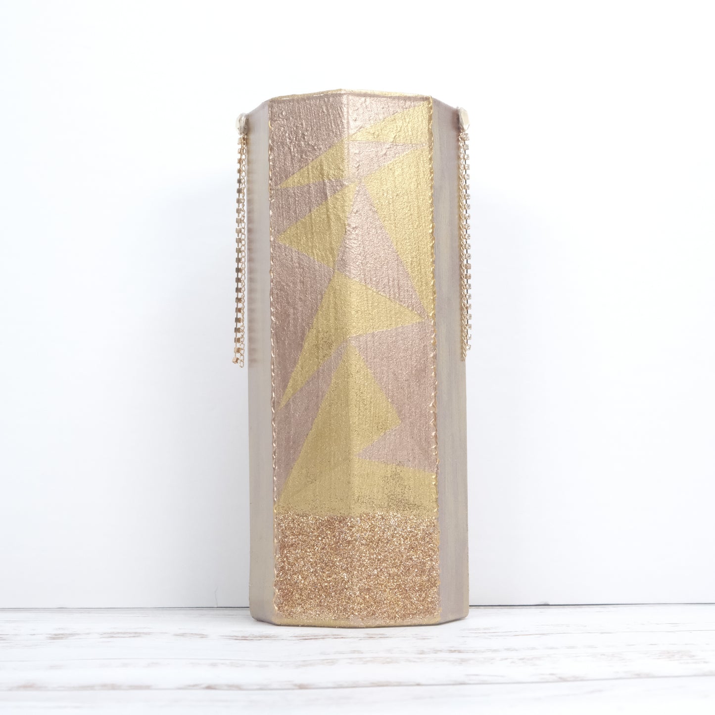 Hand-Painted Golden & Coper Vase