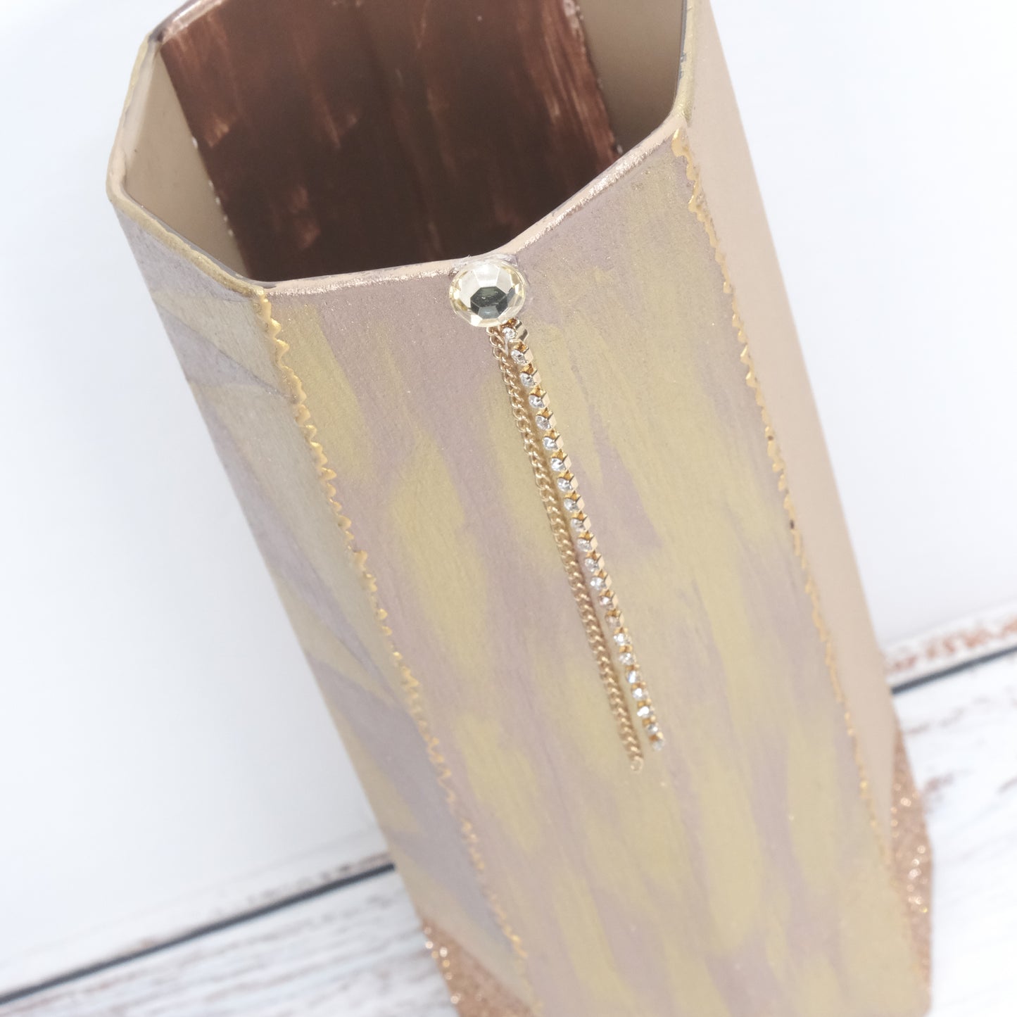 Hand-Painted Golden & Coper Vase