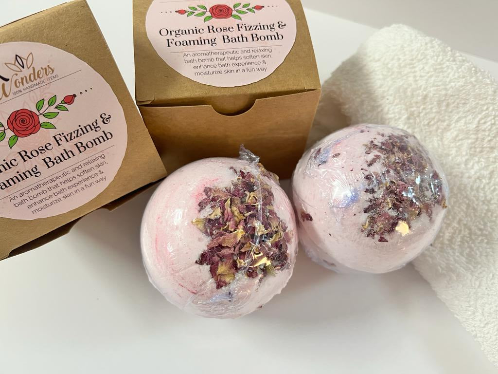 Organic Rose Fizzing & foaming Bath Bomb