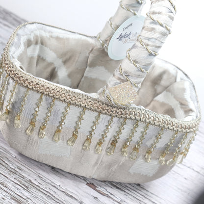 Handmade Glittering Grey Basket