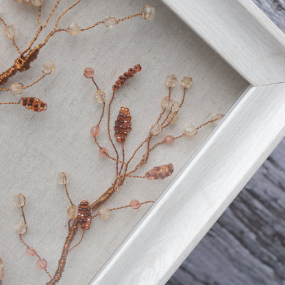 Handmade Beaded Flora Shadow Box